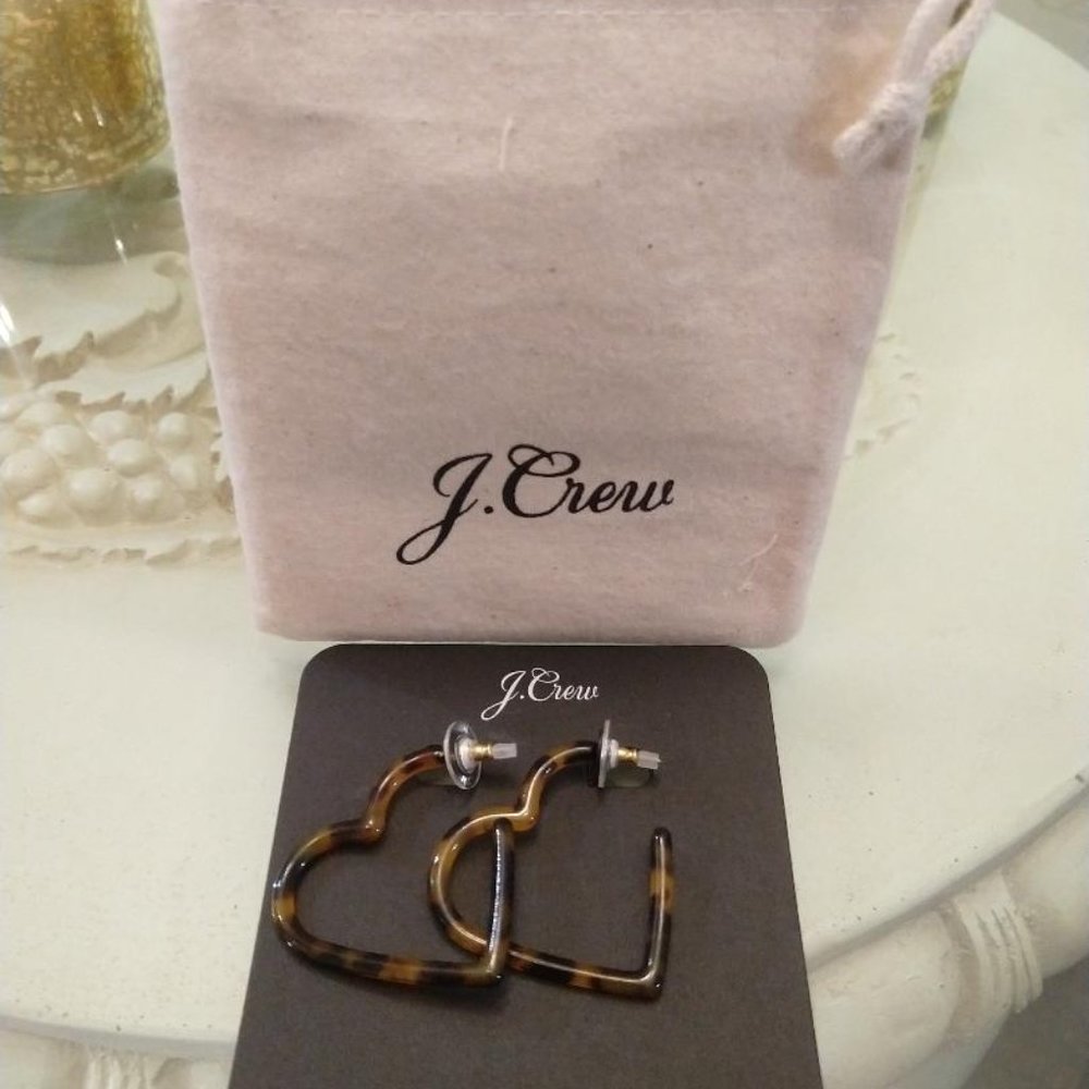 J Crew Heart hoop earrings in acetate NEW